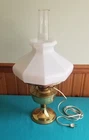 Vintage 24" Genuine Aladdin Oil Table Lamp Electrified White Milk Glass Shade