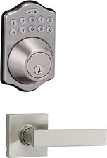 Durable Keypad Deadbolt Lock with Modern Passage Lever - Satin Nickel Finish
