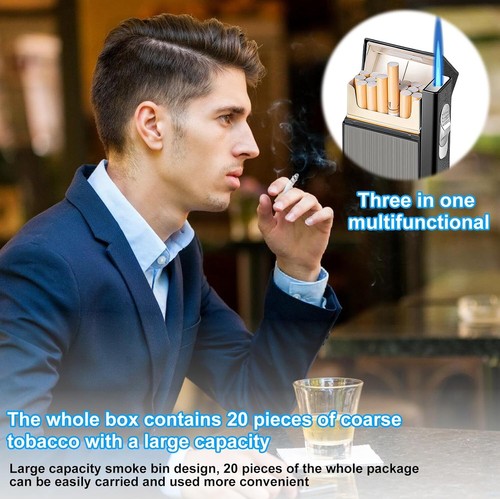 Cigarette Case with Lighter USB Electronic Lighter Dampproof Cigarette Box - Picture 6 of 12