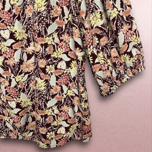AVA & VIV Top Women Size 1X Multicolor Floral V Neck 100% Rayon 3/4 Sleeve - Picture 4 of 11