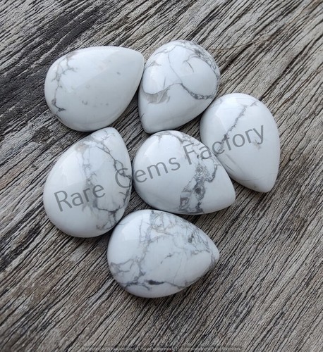 100% Natural Howlite Pear Shape Cabochon  Wholesale Gemstones Lot 3x5mm-18x25mm - Picture 2 of 10