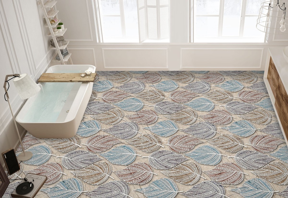 デコパージュ 3D 3D Leaf Pattern SKE2368 Floor WallPaper Print Decal Epoxy Floor