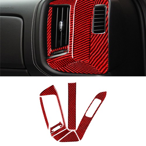Cubierta completa interior de fibra de carbono roja 72 piezas para Chevrolet Silverado 1500 2014-18 - Imagen 10 de 11