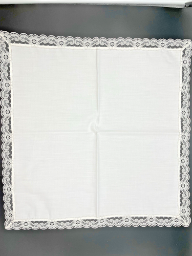 Kaye Walt weiße Tischdecke mit Spitzenbesatz & 8 Stoffservietten, Vintage - Bild 7 von 7