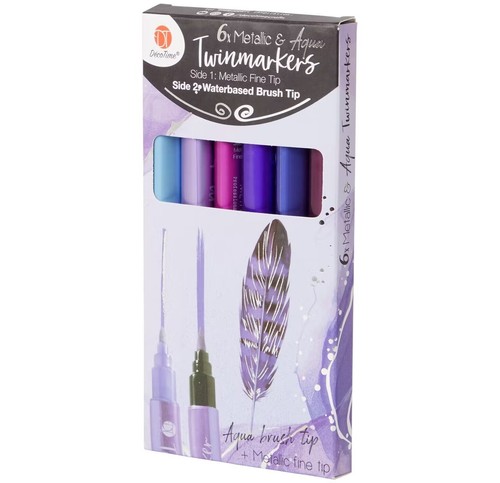 DecoTime Metallic Watercolour Paints Water Brush or 18 Coloured Pencil Markers - Picture 94 of 267