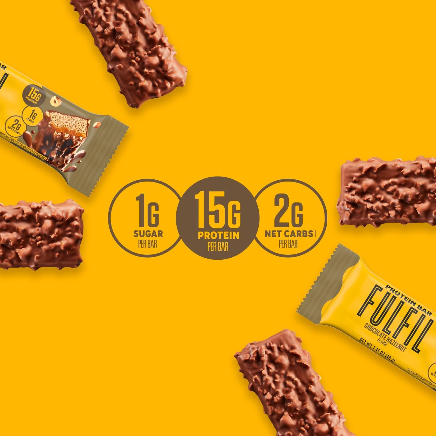 FULFIL Protein Snack Bars, Chocolate Hazelnut, 15G Protein, Pantry Staples, 12 C