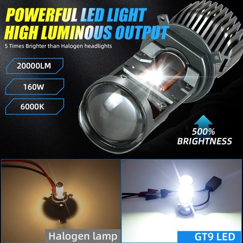 2X 9003 H4 Bi-LED Projector Lens Mini Headlight Globe Bulbs 160W Hi/Lo Retrofit - Picture 12 of 18