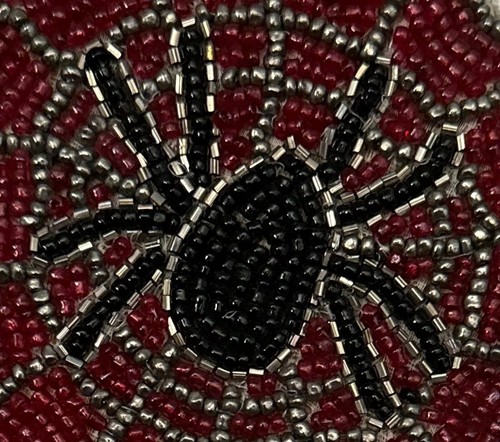 Burgundy, Black, & Silver Beaded Black Widow Coasters - Set of 4 - Picture 4 of 4