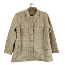 Fatface Womens Shacket Oatmeal Hamilton Borg Lined Collared Size 16