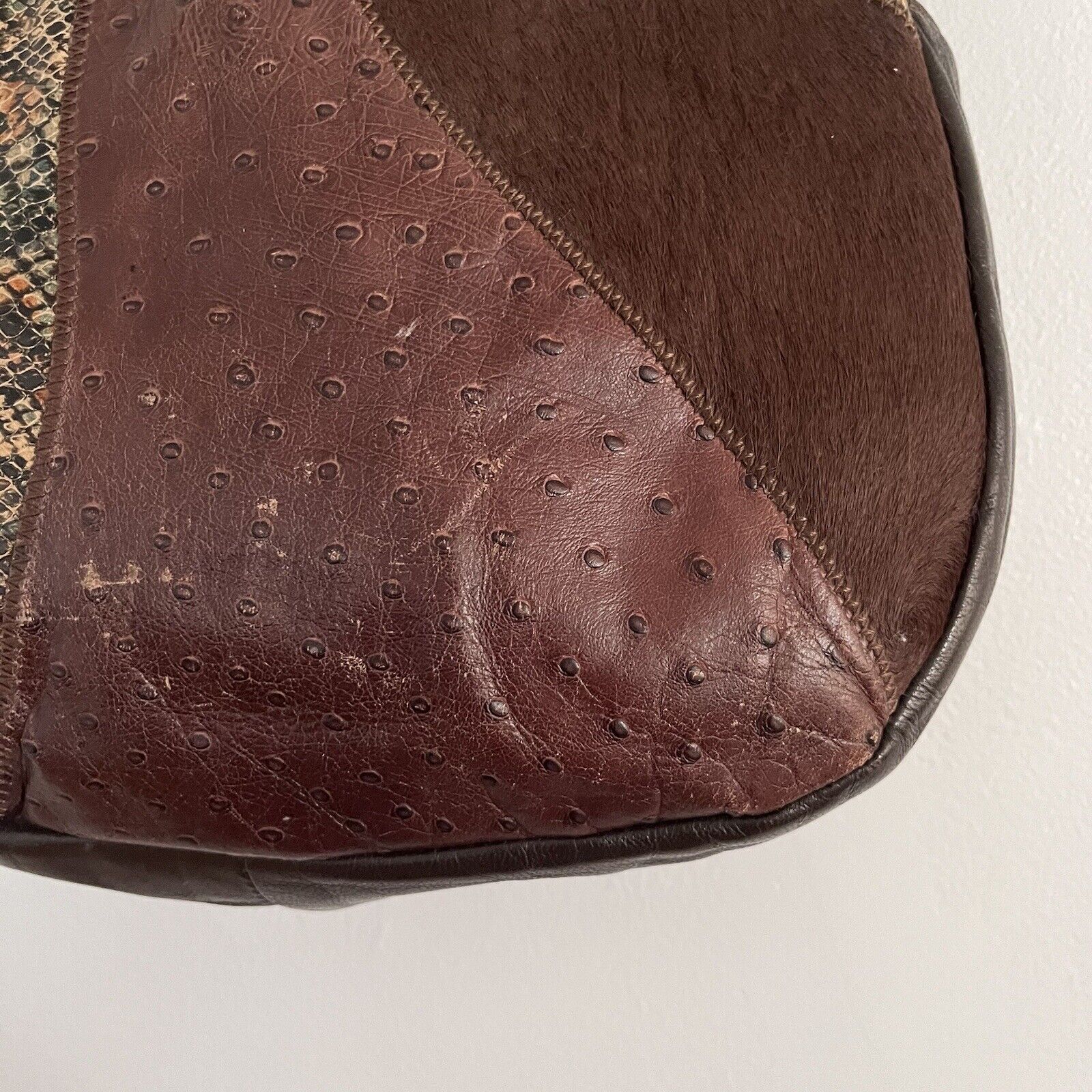 Vintage Leather Snack Patchwork Shoulder Bag Purs… - image 4