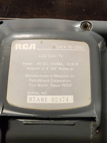 RCA Handheld 3" LCD Pocket Color TV UHF/VHF Model TFT Screen 16-3062 - Picture 4 of 24