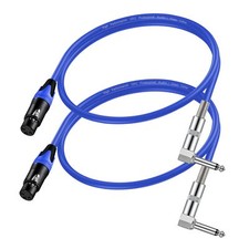 XLR Female to 1/4" TS Right Angle 1.5ft 2 Pack Microphone Mixer Cable