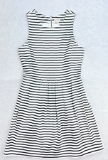 J Crew A-line XS Sleeveless American White Black Striped Dress Pockets