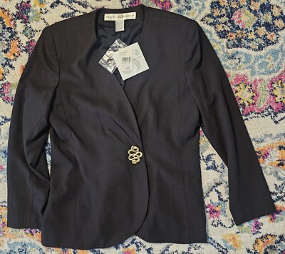 preswick and moore Womens Black blazer Size 6 NWT Defect Missing Button