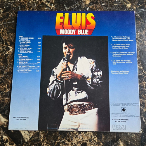 Elvis Presley Moody Blue 1977 canadian LP w/inner sleeve black vinyl Canada Rare - Picture 2 of 2