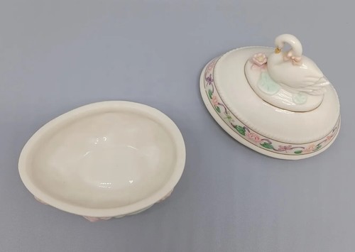 Vintage Lenox The Swan Easter Egg Limited Edition Porcelain 2001 Flowers 3.25” - Picture 5 of 12