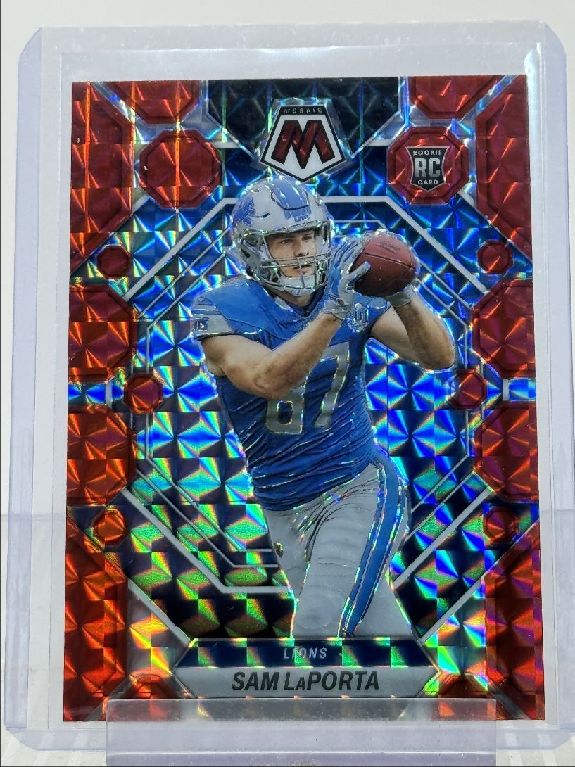 SAM LAPORTA 2023 MOSAIC FOOTBALL ROOKIE CAMO RED PRIZM LIONS #360 RC Q1600