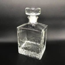 Suntory Rectangular Cross Cut Glass Decanter & Stopper - Made in Japan