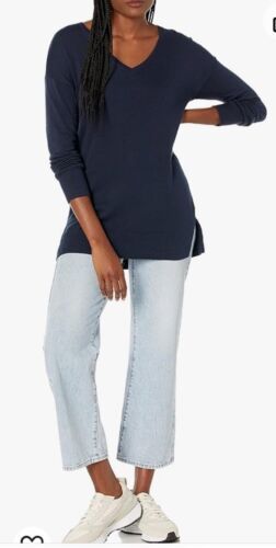 Amazon Essentials Womens Knit 3X Navy Tunic Long Sleeve Sweater - Picture 2 of 16