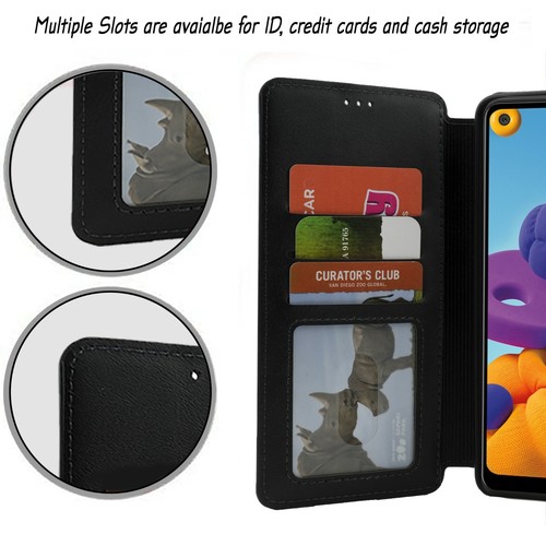 For Samsung Galaxy A21 Case, Premium Leather Wallet + Tempered Glass Protector - Picture 6 of 20