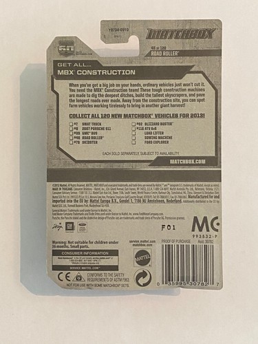 2012 MATCHBOX MBX BAUSTRASSENWALZE GRÜN MIT ROTER ROLLER 48 VON 120 - Bild 4 von 4