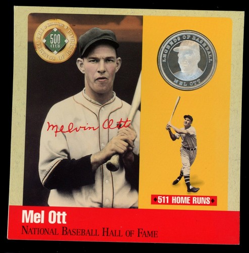Hall Of Fame 500 Home Run Club #4 Mel Ott Giants Coin .999 Silver LOOK! - Picture 1 of 2