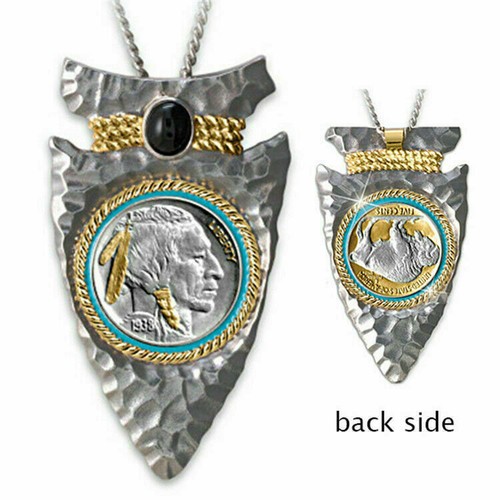ARROWHEAD BUFFALO SPEAR NATIVE ARROW pendant 26" Sterling Silver 925 necklace