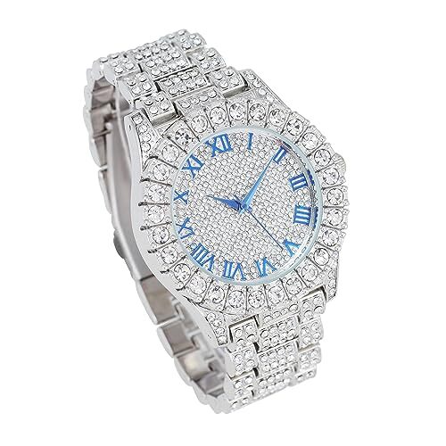 Herren Big Rocks Lünette - Zifferblatt mit römischen Ziffern Uhr mit kubanischem Armband & Ring - Bild 93 von 105