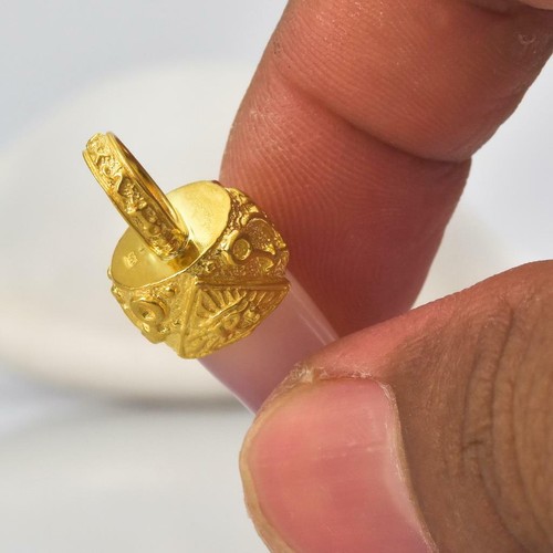 Gold Vermeil Sterling Mano Fico Figa Anhänger Geschnitzt Chalzedon Smaragd 11.38 - Bild 4 von 11