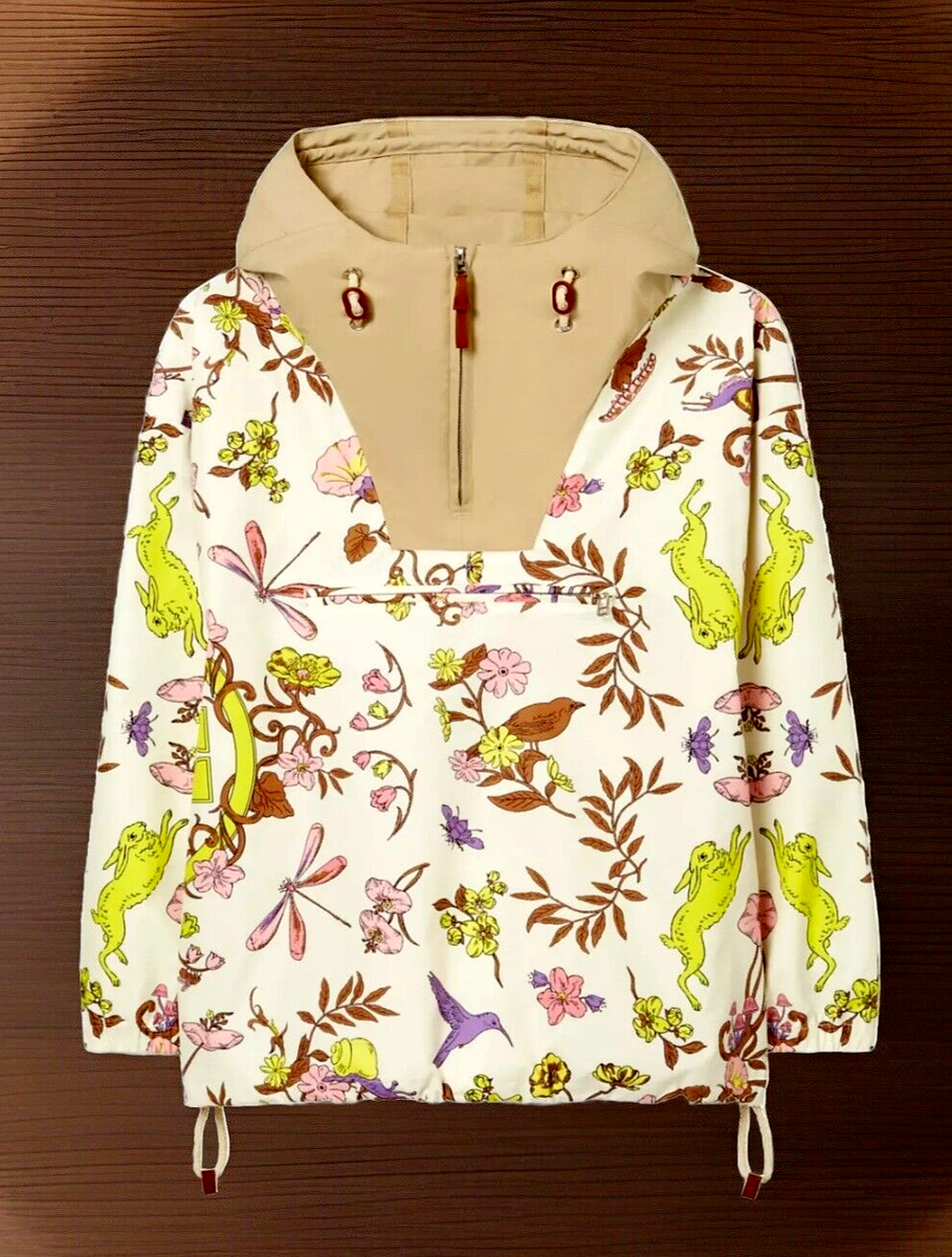 ★TRAVEL★ Jersey Half Neck Anorak Ivory TORY BURCH JACKET HALF-ZIP NYLON ANORAK NEW IVORY MEADOW SZ