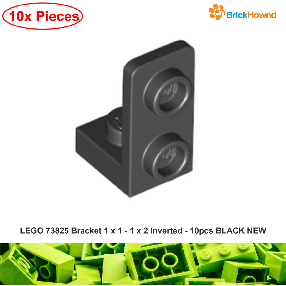 LEGO 73825 Bracket 1 x 1 - 1 x 2 Inverted - 10pcs BLACK NEW | eBay