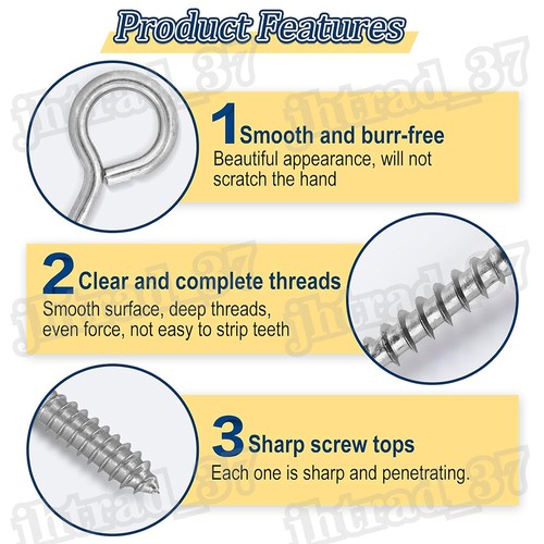 Screw Eye Hooks Assortment 120pcs Nickel plated Eyelet Screws for Wood Handwork - Picture 3 of 14
