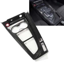 LHD Gloss Carbon Fiber Print Gear Shift Box Panel Cover ABS Fits 17-19 A4 A5