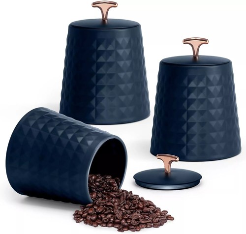 Set of 3 Airtight Tea/Coffee/Sugar, Food Storage Containers Canisters Jar Set - Picture 10 of 13