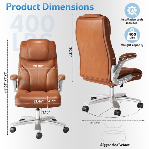 Big Tall Executive Office Chair Ergonomic Leather Computer Desk Chair Heavy Duty - Picture 44 of 61