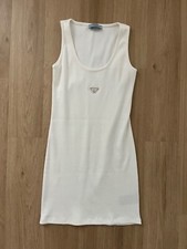 PRADA Women White Dress Size EU 40 US L UK 10 /12 Black Cotton Used Once RP£790