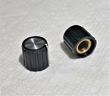 4 each APEM Knobs MPKG-50B1/4 Black with line pointer & screw for 1/4" shaft