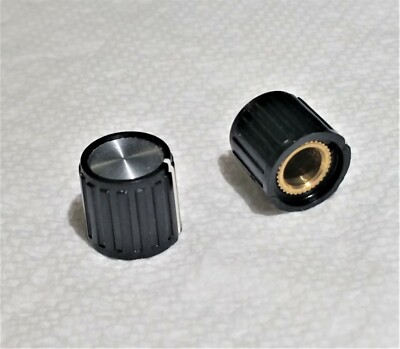 4 each APEM Knobs MPKG-50B1/4 Black with line pointer & screw for 1/4'' shaft