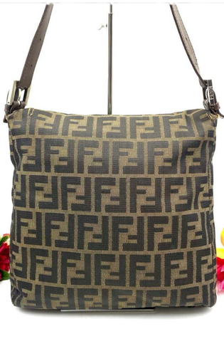 FENDI Zucca Mamma Baguette Shoulder Bag Canvas Leather Vintage - Picture 3 of 20