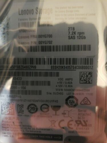 IBM Lenovo 00YG698 00YG700 2TB 7.2K SAS 2.5 12Gbps Hard Drive HDD - Picture 1 of 1