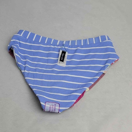 Splendid Bikini Bottom Girls 14 Blue Floral Tropical Reversible White Stripe - Picture 8 of 11