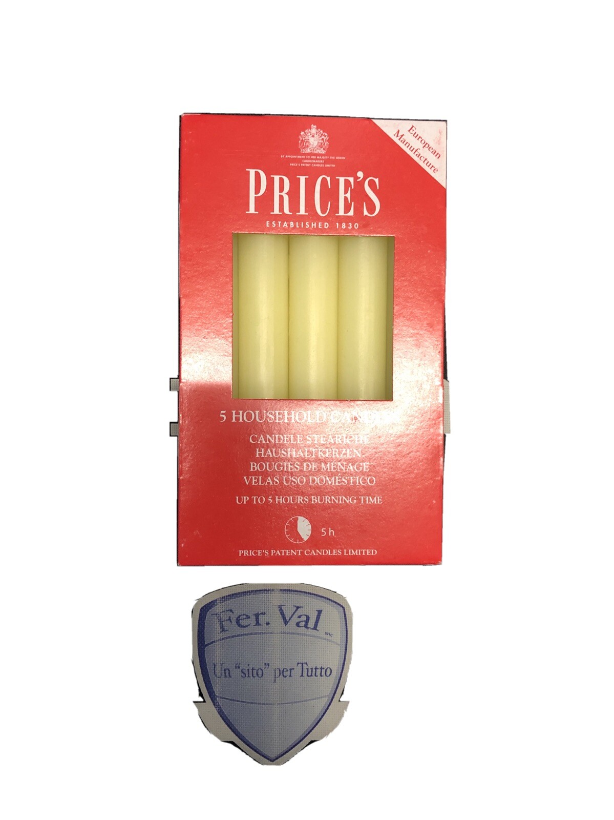 PRICES CANDELE STEARICHE H5 CONFEZIONE DA PZ.5 PRODOTTO MADE IN ITALY CANDELE5PZ