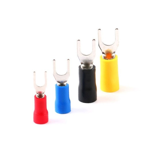 100Pcs Insulated Fork Spade Wire Connectors U Type Electrical Crimp Terminal - Picture 3 of 3