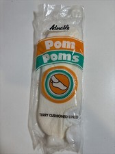 Vintage New Adorable White Pom Poms Ankle Socks Booties Footies Cotton Blend