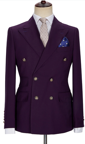 Business Men Blazer Jacket Regular Fit Double Breasted Tuxedos Peak Lapel Custom - Picture 34 of 40