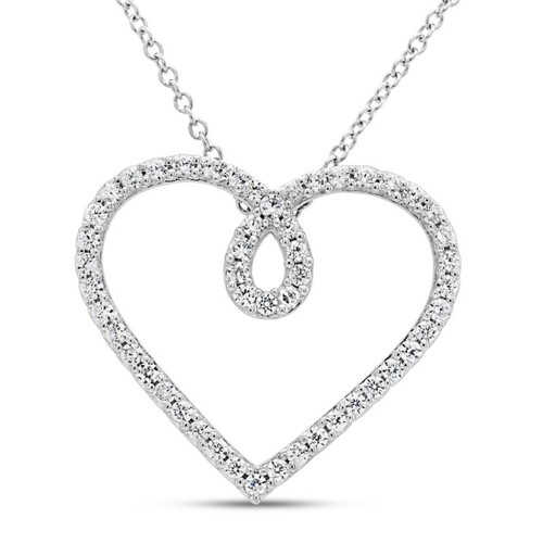 Infinity Heart Pendant Necklace Cubic Zirconia Crystal Silver Jewelry Love Heart - Afbeelding 1 van 3
