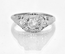 .42 ctw Round Cut Diamond Halo w Accents Engagement Ring 18k White Gold Size 5