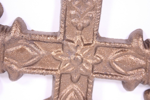 Heavy Cast Iron Metal Vtg 12” Hanging Crucifix Fleur De Lis Celtic Cross - Picture 5 of 12