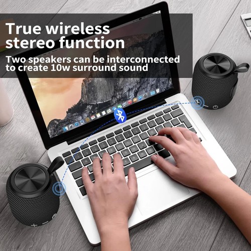 FIGMASU Bluetooth Speaker, Portable Speakers Mini Bluetooth 5.0 BLACK - Picture 6 of 7