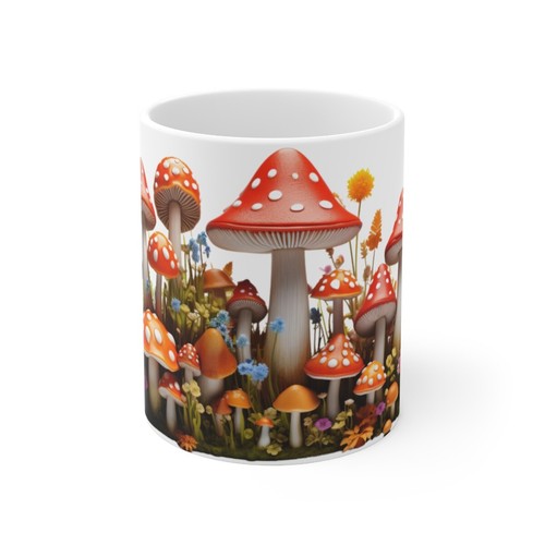 3D Mushroom Print Area Mug | Unique and Whimsical Mug Design, Ceramic Mug 11oz - Picture 3 of 13